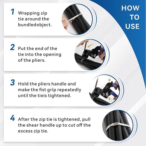 Metal Tie Wrap Gun Kit,Metal Zip Ties Tool, Stainless Steel Cable Tie Gun, Duty Outdoor Adjustable Fastening Cutting Tie Tool with 100pcs 4.6 * 300mm Self-Locking Metal Zip Ties in Saudi Arabia