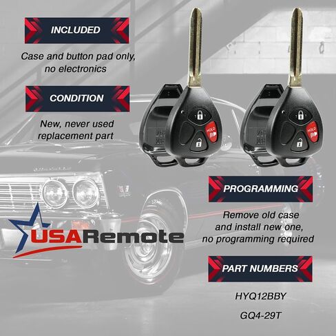 غطاء Key Fob يناسب 2006-2014 Scion Toyota Pontiac عن بعد للدخول بدون مفتاح ووسادة (HYQ12BBY، MOZB41TG، GQ4-29T)، مجموعة من 2 in Saudi Arabia