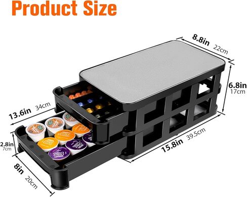 حامل كبسولات القهوة من ماسترتوب، درج منظم كبسولات القهوة بطبقتين للعداد، قاعدة ماكينة القهوة، درج كبسولات القهوة قابل للتعديل بحرية للمطبخ المنزلي والمكتب in Kuwait