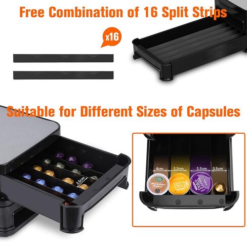 حامل كبسولات القهوة من ماسترتوب، درج منظم كبسولات القهوة بطبقتين للعداد، قاعدة ماكينة القهوة، درج كبسولات القهوة قابل للتعديل بحرية للمطبخ المنزلي والمكتب in Kuwait