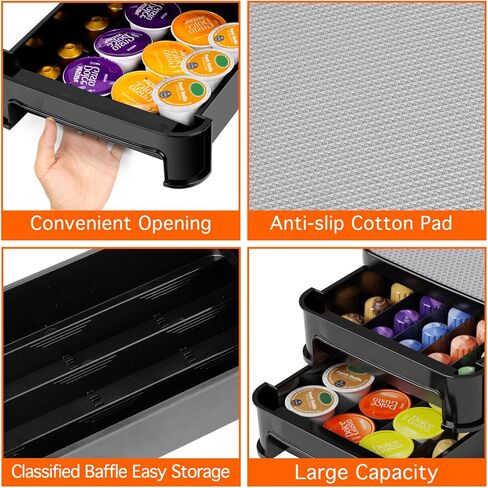 حامل كبسولات القهوة من ماسترتوب، درج منظم كبسولات القهوة بطبقتين للعداد، قاعدة ماكينة القهوة، درج كبسولات القهوة قابل للتعديل بحرية للمطبخ المنزلي والمكتب in Kuwait