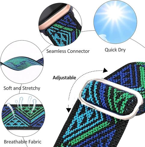 Compatible for TOZO S6 Smart Watch Band, Stretch Elastics Nylon Adjustable Replacement Strap Accessories Compatible for TOZO S3, S5, S6 Smart Watch in Saudi Arabia