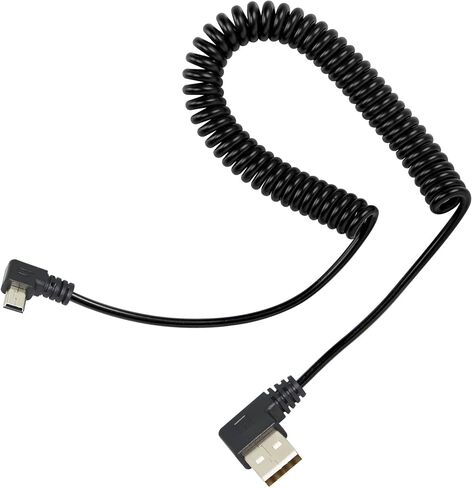 كابل ملفوف USB صغير من RIIEYOCA، زاوية يسارية ميكرو USB ذكر إلى الزاوية اليمنى USB A ذكر مزامنة وشحن سلك حلزوني زنبركي لأجهزة USB الصغيرة (1.47 قدم إلى 3.94 قدم) in Kuwait