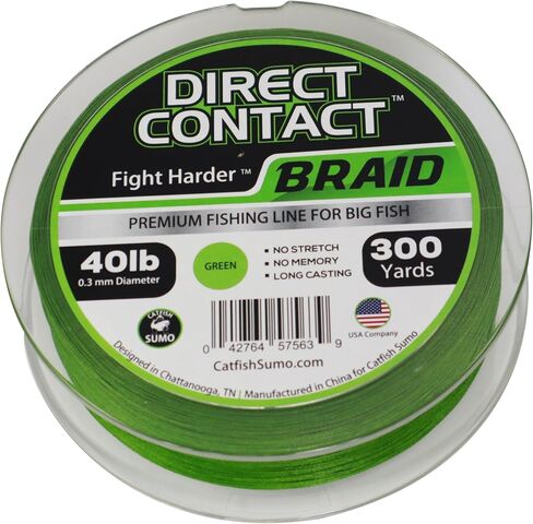 Direct Contact Premium Braided Fishing Line for Big Fish - No Stretch - No Memory - Long Casting, 300 Yard Spool with Abrasion Reistant Treatment in Kuwait