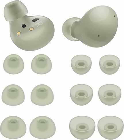 سماعات أذن من BLUEWALL متوافقة مع سماعات أذن Galaxy Buds 2 SM-R177، مناسبة لحافظة سماعات الأذن، أطراف أذن بديلة من السيليكون الناعم متوافقة مع Galaxy Buds 2 SM-R177، 6 أزواج زيتونية in Saudi Arabia