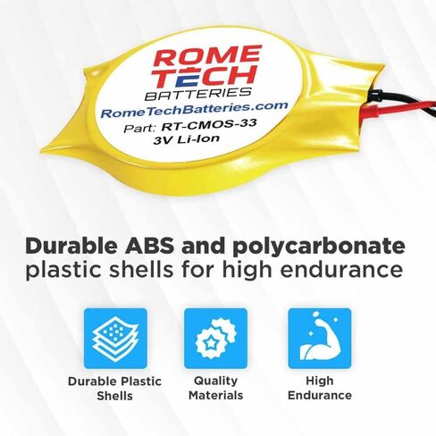 بطارية Rome Tech CR2016 CMOS لجهاز ASUS Vivobook S200E X202E / ASUS Probook/Dell XPS 1810 XPS 1820 - بطارية احتياطية للكمبيوتر المحمول BIOS RTC 3V CR 2016 مع سلكين متوسطين موصل عادي in Saudi Arabia