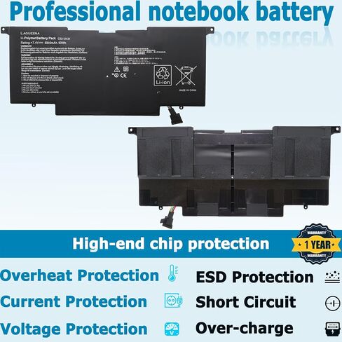 C22-UX31 Laptop Battery Compatible with Asus (Zenbook) UX31A UX31E UX31 UX31A-R4004H UX31E-DH72 UX31KI3517A Ultrabook Series C23-UX31 C21-UX31 7.4V 50Wh 4-Cell in Saudi Arabia