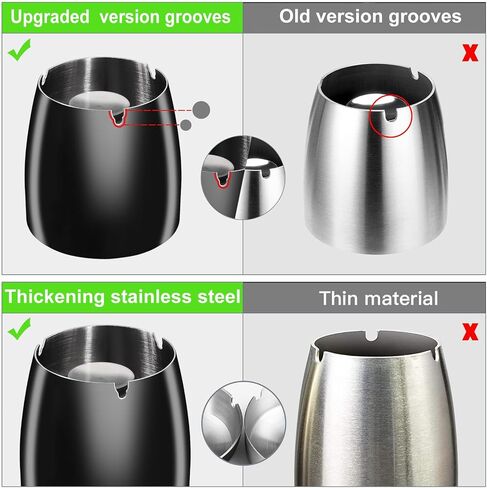 Ashtray with Lid for Cigarettes, Windproof Outdoor Ashtray Smokeless Odorless, Stainless Steel Ash Tray for Outside Indoor Patio Home Office Decoration (Large) in Kuwait
