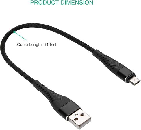 سلك طاقة USB متوافق مع Roku Chromecast TV Streaming Stick - كابل شاحن، قصير مجدول 11 بوصة، عبوتان in Saudi Arabia