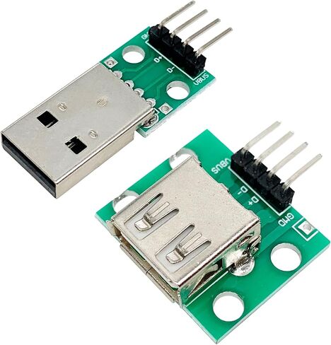 10pcs USB2.0 Male and Female to DIP Converter Board with 4 Pin 2.54mm Pitch Adapter for DIY USB Power Supply Breadboard Design（5male and 5female） in Kuwait