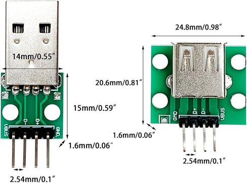 10pcs USB2.0 Male and Female to DIP Converter Board with 4 Pin 2.54mm Pitch Adapter for DIY USB Power Supply Breadboard Design（5male and 5female） in Kuwait
