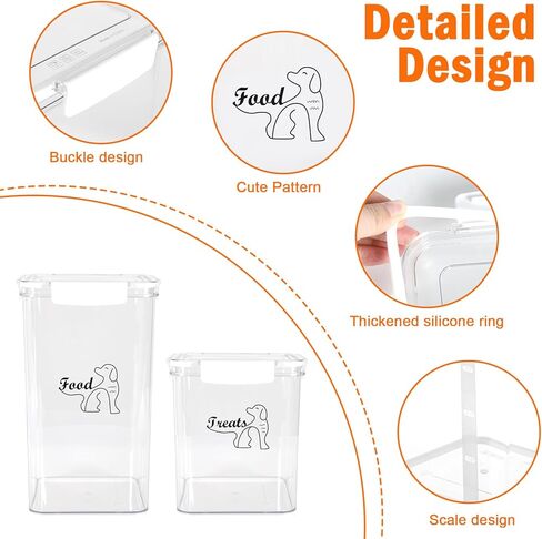 حاوية تخزين طعام الكلاب الأليفة مكونة من قطعتين|4 أرطال + 5 أرطال مجموعة حاويات طعام الكلاب|صندوق طعام شفاف للكلاب مع غطاء مزلاج|تخزين طعام القطط والكلاب|مثالية لخزانة المؤن - بلاستيك خالٍ من مادة BPA in Kuwait