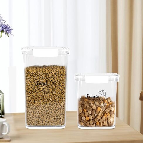 حاوية تخزين طعام الكلاب الأليفة مكونة من قطعتين|4 أرطال + 5 أرطال مجموعة حاويات طعام الكلاب|صندوق طعام شفاف للكلاب مع غطاء مزلاج|تخزين طعام القطط والكلاب|مثالية لخزانة المؤن - بلاستيك خالٍ من مادة BPA in Kuwait