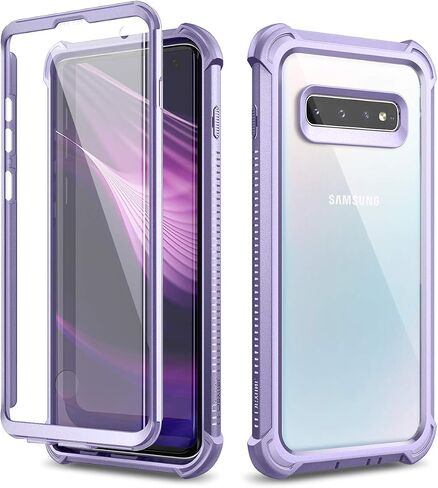 حافظة Dexnor متوافقة مع هاتف Samsung Galaxy S10 مقاس 6.1 بوصة، حماية شديدة التحمل وغطاء خلفي صلب واقٍ مضاد للصدمات أرجواني وردي in Saudi Arabia