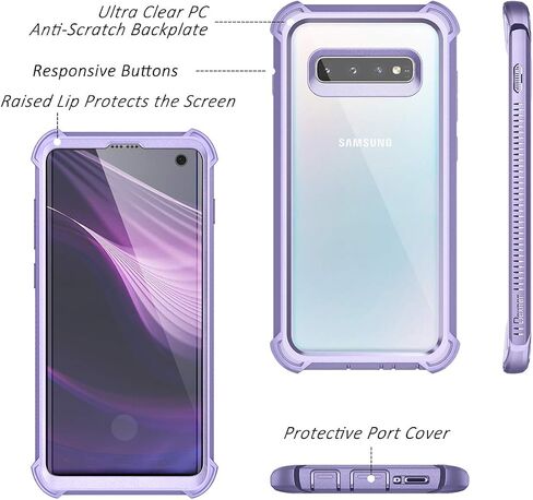 حافظة Dexnor متوافقة مع هاتف Samsung Galaxy S10 مقاس 6.1 بوصة، حماية شديدة التحمل وغطاء خلفي صلب واقٍ مضاد للصدمات أرجواني وردي in Saudi Arabia