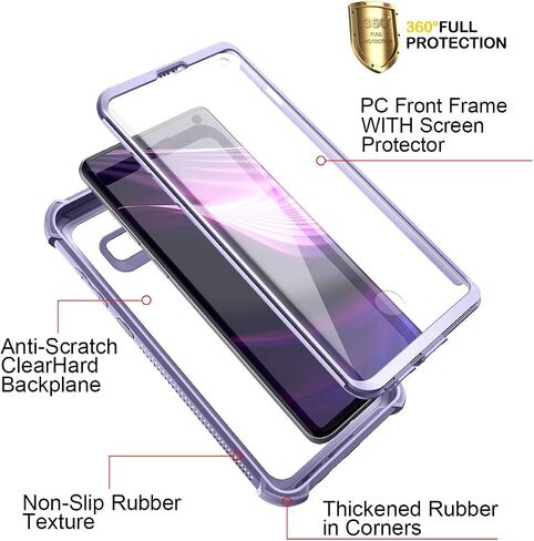 حافظة Dexnor متوافقة مع هاتف Samsung Galaxy S10 مقاس 6.1 بوصة، حماية شديدة التحمل وغطاء خلفي صلب واقٍ مضاد للصدمات أرجواني وردي in Saudi Arabia