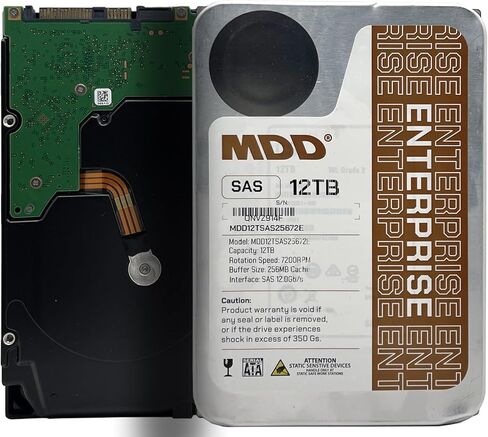 MDD MAXDIGITALDATA 12 تيرابايت 7200 دورة في الدقيقة 256 ميجابايت كاش SAS 12.0 جيجابايت/ثانية 3.5 بوصة محرك الأقراص الصلبة الداخلي للمؤسسات (MDD12TSAS25672E) - [ليس محرك أقراص SATA HDD] (متجدد) in Saudi Arabia