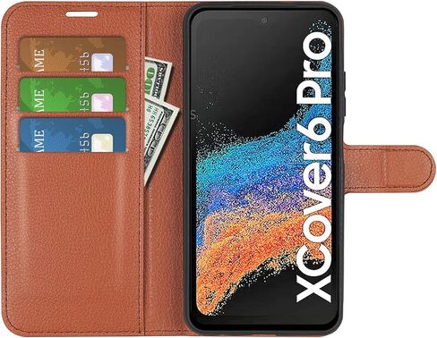 Flip Case for XCover 6 Pro Samsung Galaxy XCover6 Pro G736 2022 Wallet PU Leather Magnetic Protective Cellphone Case Folio Book Cover with Stand (Brown) in Saudi Arabia
