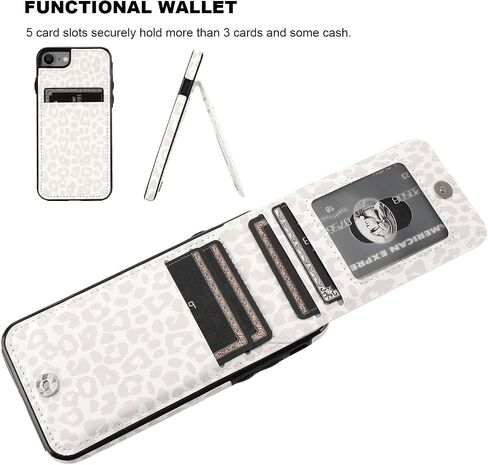 Vaburs Compatible with iPhone SE iPhone 8 iPhone 7 Case Wallet with Credit Card Holder, Black Leopard Cheetah Pattern Flip Premium PU Leather Magnetic Closure Shockproof Protective Cover 4.7" in Saudi Arabia