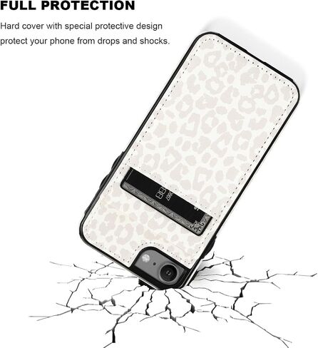 Vaburs Compatible with iPhone SE iPhone 8 iPhone 7 Case Wallet with Credit Card Holder, Black Leopard Cheetah Pattern Flip Premium PU Leather Magnetic Closure Shockproof Protective Cover 4.7" in Saudi Arabia