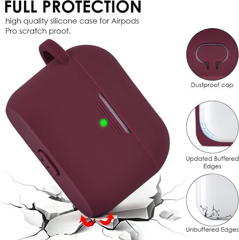 Case for Airpods Pro, Filoto Cute Apple Airpod Pro Cover for Women Girls, Silicone Airpods Pro Protective Case with Wristlet Bracelet Keychain Credit Card Holder Purse Accessories (Burgundy) in Saudi Arabia