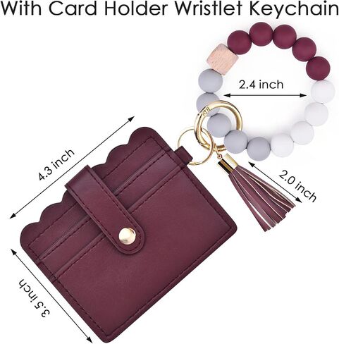Case for Airpods Pro, Filoto Cute Apple Airpod Pro Cover for Women Girls, Silicone Airpods Pro Protective Case with Wristlet Bracelet Keychain Credit Card Holder Purse Accessories (Burgundy) in Saudi Arabia