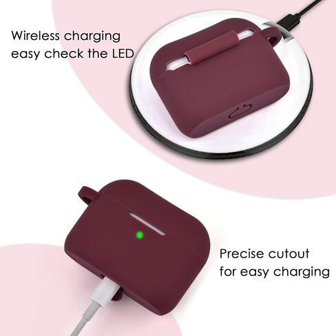 Case for Airpods Pro, Filoto Cute Apple Airpod Pro Cover for Women Girls, Silicone Airpods Pro Protective Case with Wristlet Bracelet Keychain Credit Card Holder Purse Accessories (Burgundy) in Saudi Arabia