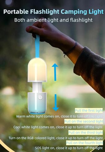 مصابيح يدوية LED - مصابيح التخييم الصغيرة القابلة لإعادة الشحن مع 5 أوضاع، قوية ومشرقة للاستخدام في الهواء الطلق وانقطاع التيار الكهربائي، والمشي لمسافات طويلة، والإعصار، والطوارئ، والمنزل in Kuwait
