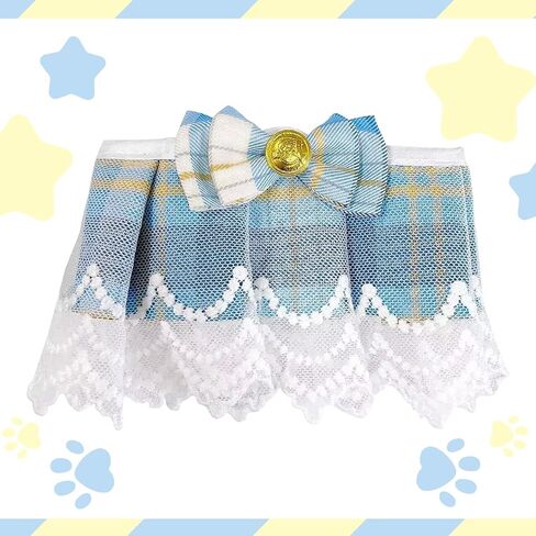 Dog Cat Bandana, Cute Bowtie Cat Dog Collar, Soft Adjustable Bandana for Small Cat and Dog, Birthday Scarf for Pet Puppy Kitten, Cat Dog Lace Bib Scarf, Pets Bandana Accessories (Blue) in Kuwait