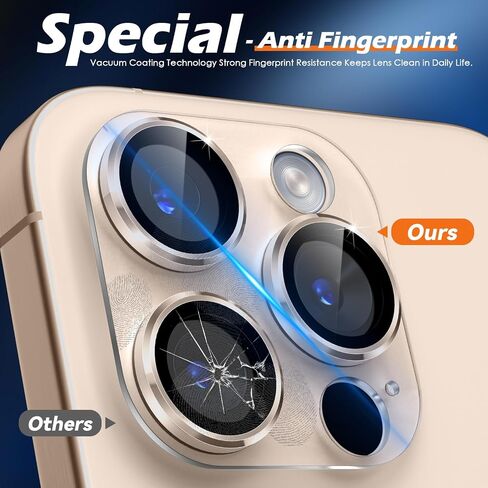 imluckies Camera Lens Protector for iPhone 16 Pro/iPhone 16 Pro Max, AR AF Tempered Glass, HD Clear, Anti-Scratch, Strong Adhesion, Full Cover, Transparent Matte, 2024 Gold in Saudi Arabia