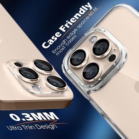 imluckies Camera Lens Protector for iPhone 16 Pro/iPhone 16 Pro Max, AR AF Tempered Glass, HD Clear, Anti-Scratch, Strong Adhesion, Full Cover, Transparent Matte, 2024 Gold in Saudi Arabia