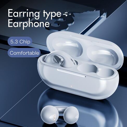 Open Ear Clip Headphones, Wireless Earbuds Bluetooth 5.3 Sports Earphones Built-in Mic with Ear Hooks, 36H Playtime Charging Case IP7 Waterproof Fitness Ear Buds for Running (White) in Saudi Arabia