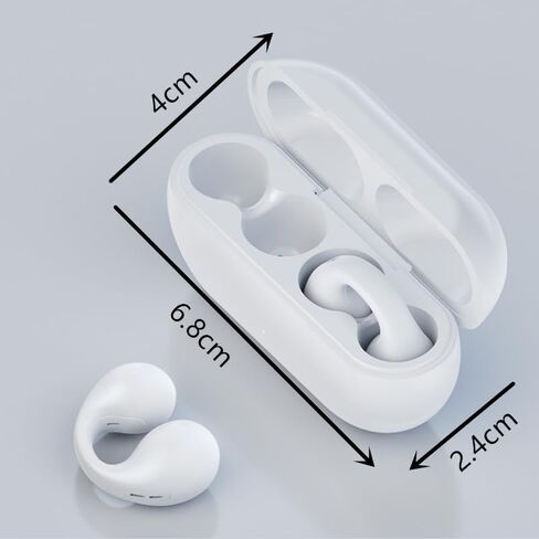 Open Ear Clip Headphones, Wireless Earbuds Bluetooth 5.3 Sports Earphones Built-in Mic with Ear Hooks, 36H Playtime Charging Case IP7 Waterproof Fitness Ear Buds for Running (White) in Saudi Arabia