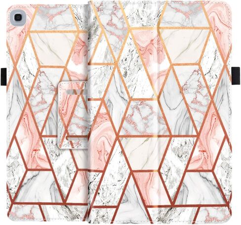 حافظة Fingic Galaxy Tab A 10.1 2019 T510/T515/T517 من جلد البولي يوريثان بتصميم رخامي فائق النحافة بحامل قابل للطي لهاتف Samsung Galaxy Tab A 10.1 بوصة 2019 تابلت SM-T510 SM-T515 SM-T517، ذهبي وردي in Kuwait