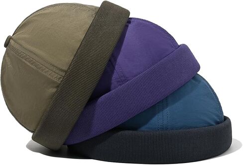 Croogo Summer Brimless Caps for Men Lightweight Docker Hat Rolled Cuff Harbour Hat Beanie Casual Visor-Less Worker Sailor Cap in Saudi Arabia