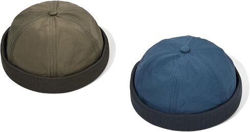 Croogo Summer Brimless Caps for Men Lightweight Docker Hat Rolled Cuff Harbour Hat Beanie Casual Visor-Less Worker Sailor Cap in Saudi Arabia