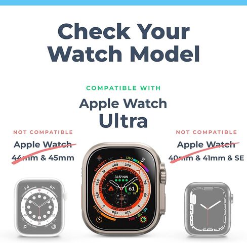 Power Theory Case for Apple Watch 45mm Hard Bumper with Integrated Premium Shatter Resistent Screen Protector, [Full Body Protection], Easy Snap On Install, Anti-Scratch, [Shock Resistent], Series 8/7 in Kuwait