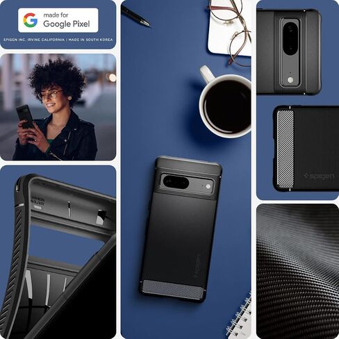 Spigen Rugged Armor Case Compatible with Google Pixel 7 - Matte Black in Saudi Arabia