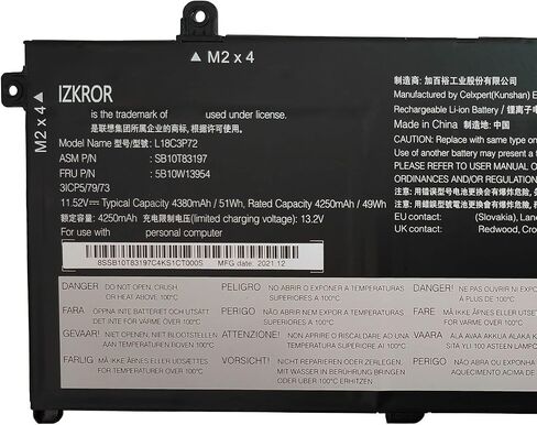 L18C3P72 51Wh Battery Replacement for Lenovo ThinkPad T490 T495 P43S P14s Gen 1st T14 Gen 1st Series Laptop SB10T83122 5B10W13877 L18M3P73 L18M4P73 L18L3P73 L18C3P71 L18M4P74 L18M3P74 in Saudi Arabia