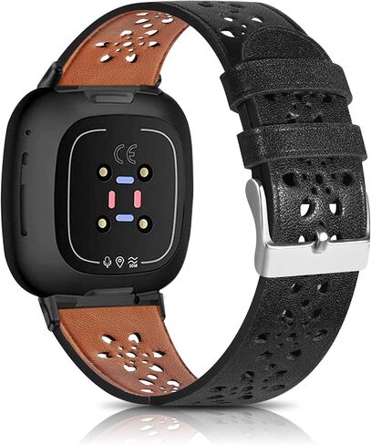 حزام من الجلد من الدانتيل الناعم متوافق مع Fit bit Versa 4/ Versa 3 / Sense 2 / Sense Bands للنساء والرجال، حزام بديل ذكي رياضي نحيف مسامي لساعة Fit bit Versa 4 الذكية in Saudi Arabia