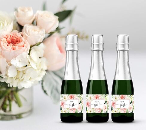 It’s a Girl Mini Champagne Labels ● SET of 12 ● Pink Baby Shower Mini Champagne Bottle Labels, Thank You for Celebrating with us POP Baby Shower Favors Gender Reveal Party WATERPROOF M200-GRL-12 in Saudi Arabia