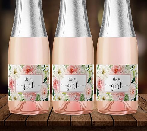 It’s a Girl Mini Champagne Labels ● SET of 12 ● Pink Baby Shower Mini Champagne Bottle Labels, Thank You for Celebrating with us POP Baby Shower Favors Gender Reveal Party WATERPROOF M200-GRL-12 in Saudi Arabia