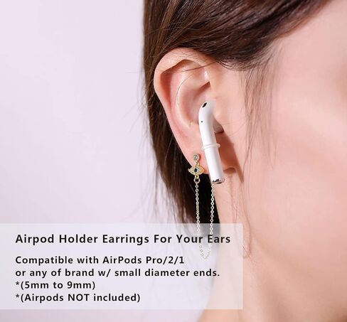 حلق مضاد للفقدان لأقراط حامل Airpod مثقوبة لأذنيك، خطافات أذن لاسلكية للنساء، موصل حامل سماعات الأذن متوافق مع Airpods 2&1 3/Pro (عين الشيطان) in Saudi Arabia