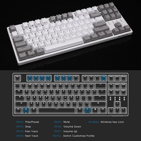 DURGOD Taurus K320 TKL Mechanical Keyboard | 87 Keys Tenkeyless | USB C Wired | Doubleshot PBT Keycaps | Programmable Keys | NKRO Rollover | Windows & Mac (Haze BlueCherry Brown) in Kuwait