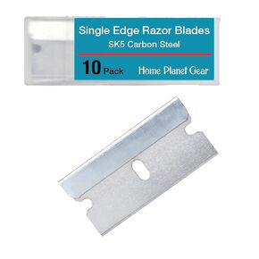 Single Edge Razor Blade 10 Pack - Straight Edge Razor - Ten Super Sharp Flat Blades in Convenient Storage Dispenser - Heavy Duty SK5 Oven Scraper Razor Tool Refills