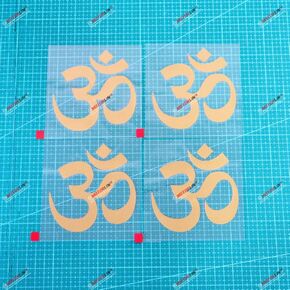 Yoga Om Ohm Symbol Decal Sticker Vinyl India - 4 Pack Gold, 4 Inches - for Car Boat Laptop No Background