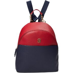 Tommy Hilfiger Antonella II-Small Backpack-Pebble PVC Navy/Red/Stone One Size