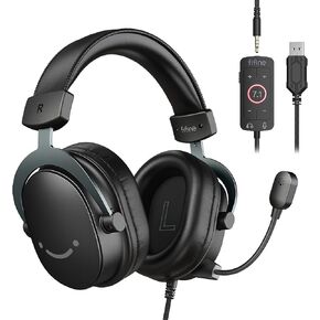 FIFINE USB Gaming Headset, PC Over-Ear Wired Streaming Headset with 3.5mm Jack, Detachable Microphone, 7.1 Surround Sound, Control Box, Passive Noise Cancellation, for PS4/PS5/Xbox/Switch-H9 Pink