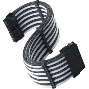 SilverStone Technology PP07E-MBBW, 30cm Motherboard 24pin to 24pin Sleeved Extention Cable, Black + White, SST-PP07E-MBBW