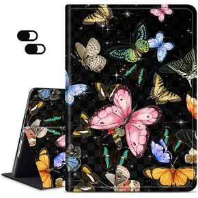 Case for All-New Amazon Kindle Fire HD 10 & 10 Plus Tablet (11th Generation, 2021 Release), Slim Adjustable Stand Back Shell Protection Smart Cover for Fire HD 10.1 Inch Tablet, Skull Flower